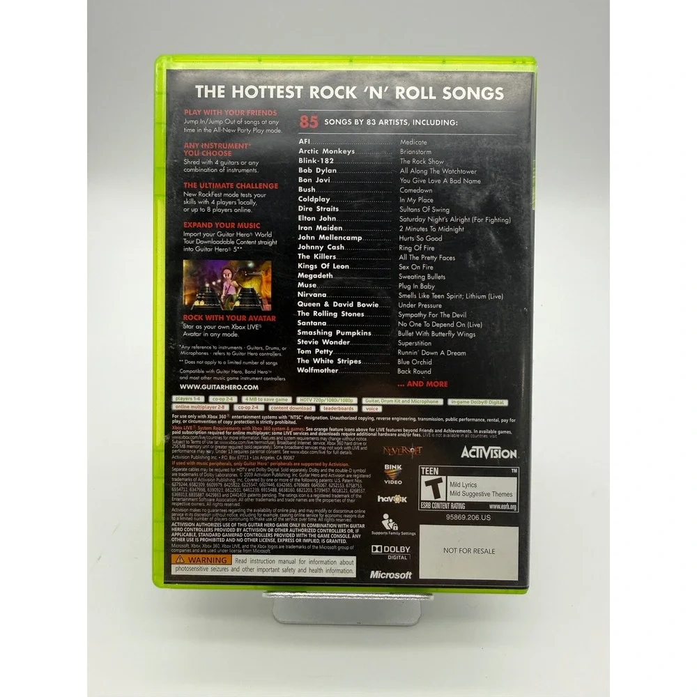 Guitar Hero 5 Xbox 360 Game Disc Manual Case 85 Songs 83 Artists CIB